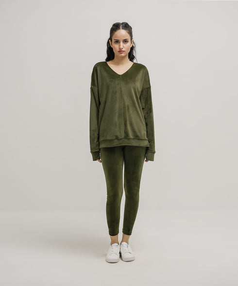 Women's Velour V-Neck Shirt